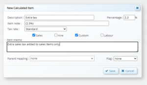 Calculated rental percentage item